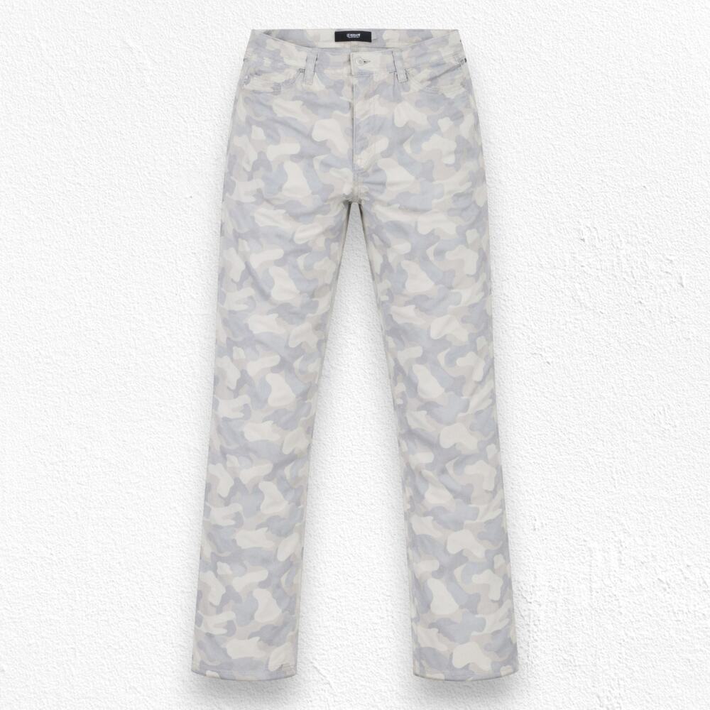 Hudson Nico Straight Leg Jeans Camo Peyote Split Hem Mid Rise Size 33 NWT